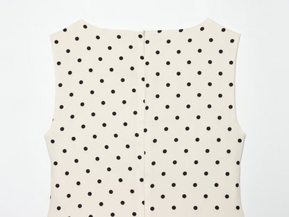 Women's ruffled hem polka dot sleeveless top