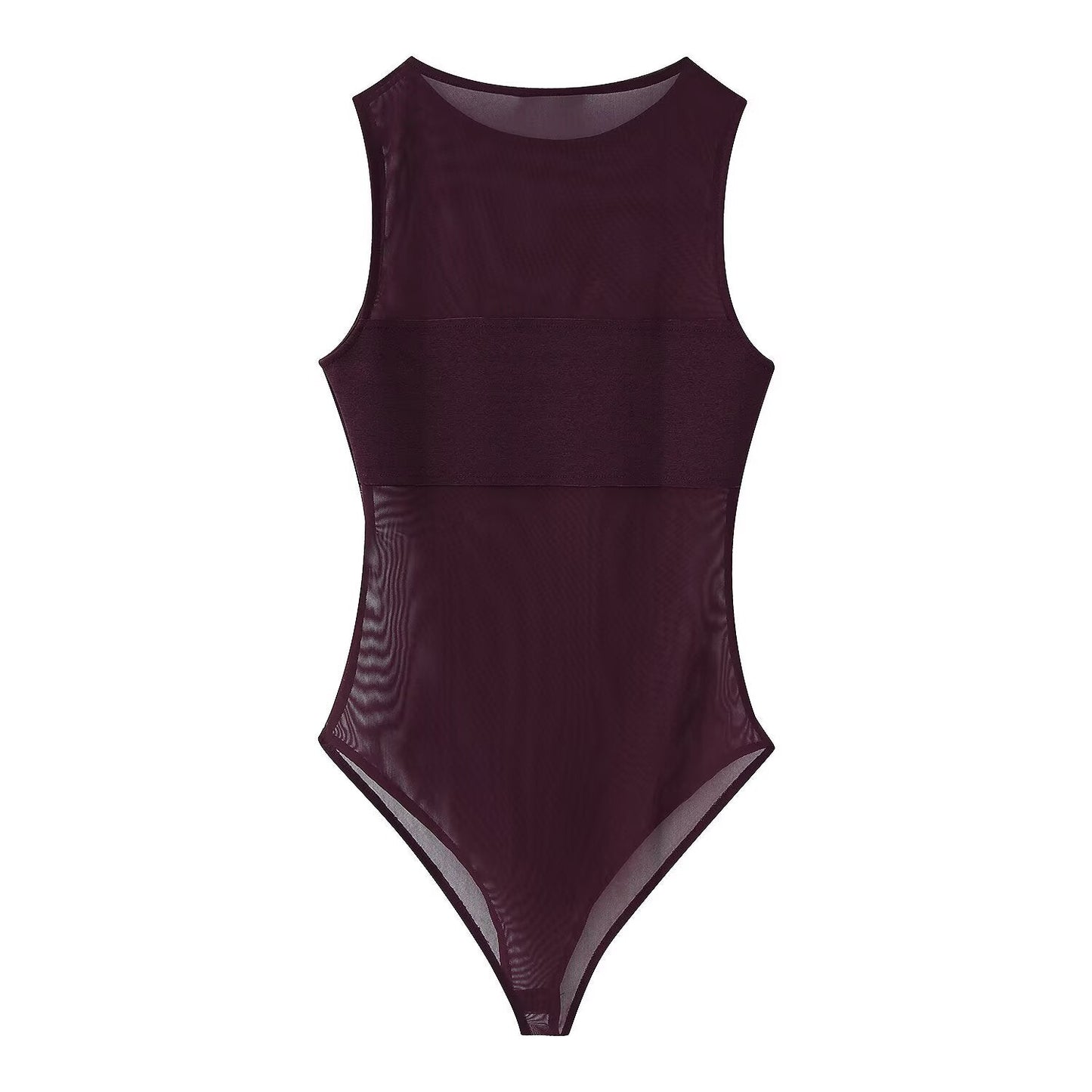 Women's sexy patchwork tulle bodysuit