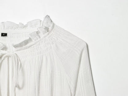 Women's floral embroidered lace up shirt