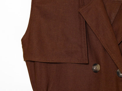 Women's With Belt sleeveless linen blend dress