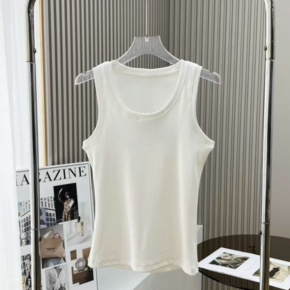 2026 women's new fashion Joker sports embroidery slim threaded vest