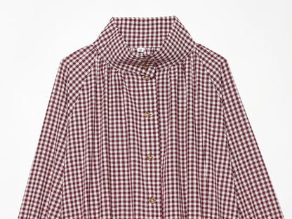 Women's with drawstring casual plaid Coat