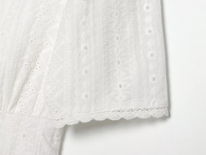 Women's hollow embroidery mini dress