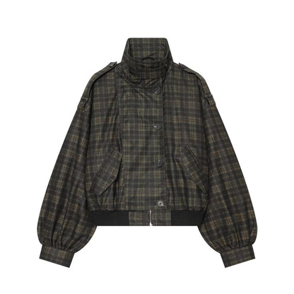 Women's casual checkered pilot jacket Coat
