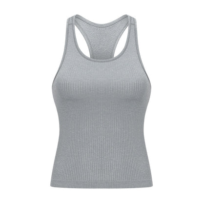 LU Women's 2025 New Joker Spring/Summer Threaded I-shaped Vest with Chest Pad Fitness Yoga Clothes Sports Vest