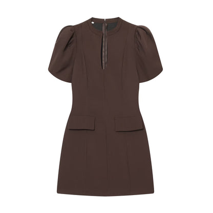 Women's O-Neck bubble sleeve mini dress