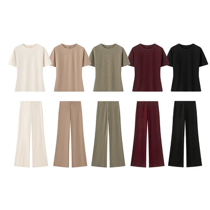 suit Women's 2 pieces backless design round neck top+Pants