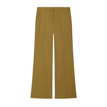 suit Women's 2 pieces loose rope knot buckle linen blend shirt+Pants