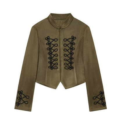 Women's suede textured rope knot buckle Coat