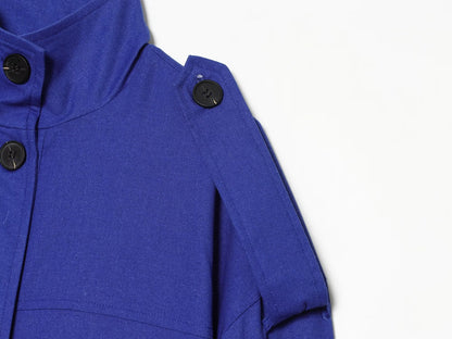 Women's standing collar linen blend Coat