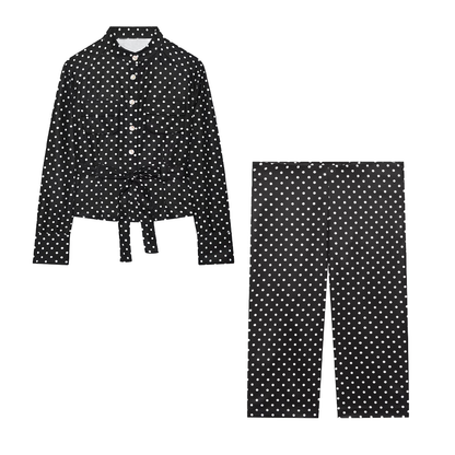 suit Women's 2 pieces With Belt polka dot shirt style Coat+Pants