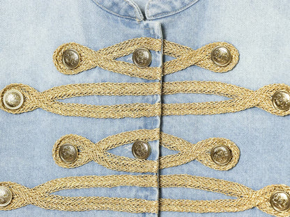 Women's button decoration short denim Coat