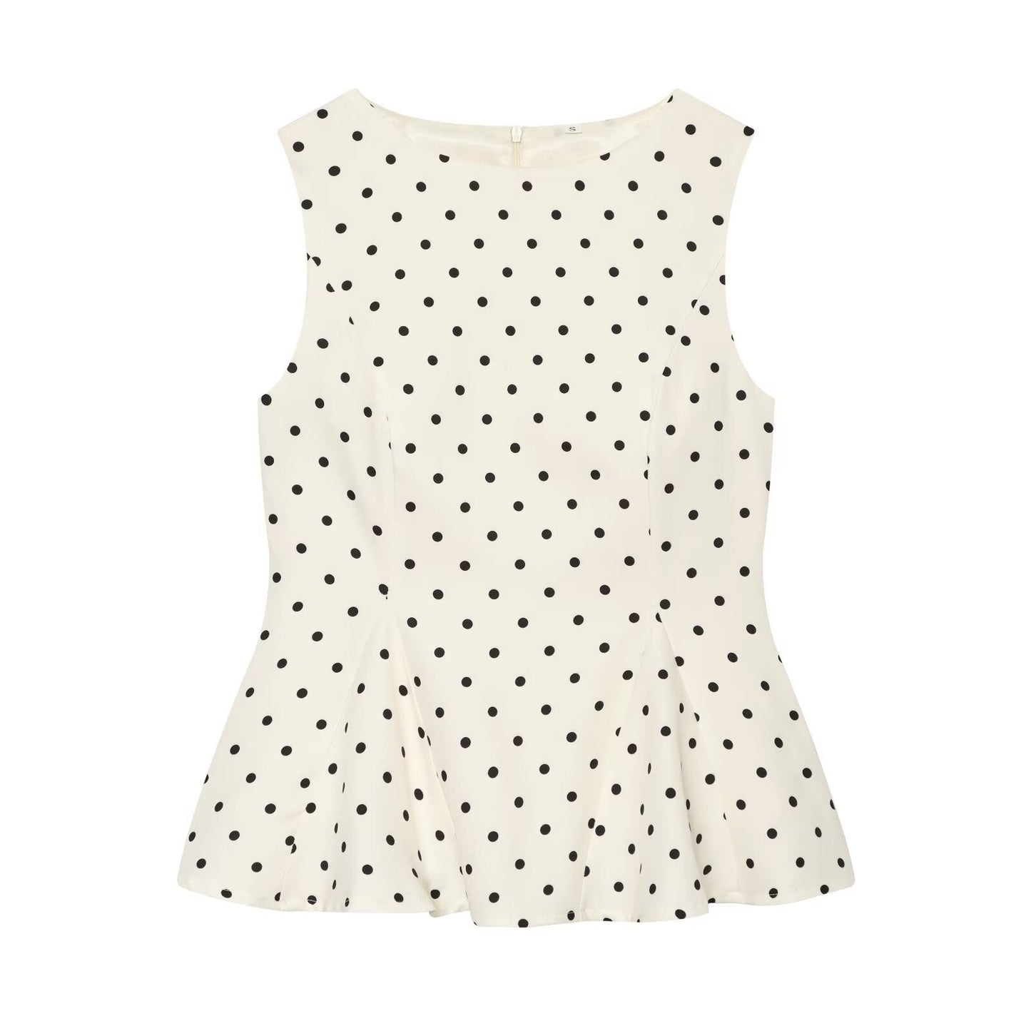 Women's ruffled hem polka dot sleeveless top