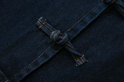 suit Women's 2 pieces slim rope knot buckle denim jacket Coat+jeans