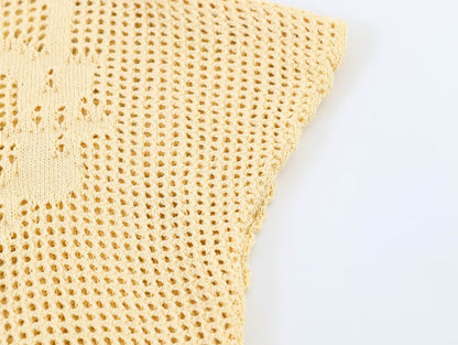 Women's O Neck hollow knitted top