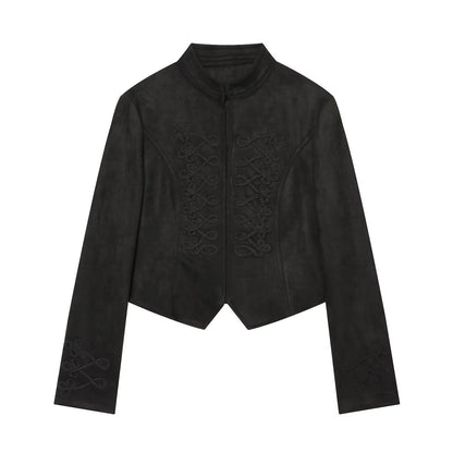 Women's suede textured rope knot buckle Coat