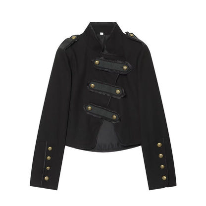 Women's rope knot decorative stand collar jacket