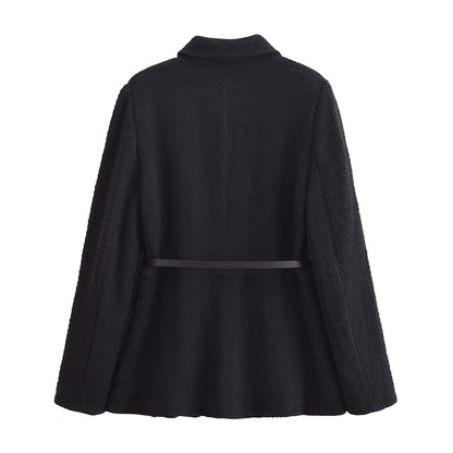 Women's with belt textured jacket Coat