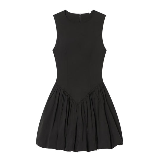 Women's black slim balloon effect dress