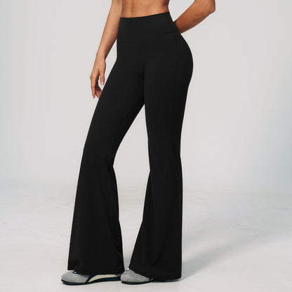 Women's new sanding yoga pants abdomen hip running fitness bell bottoms.