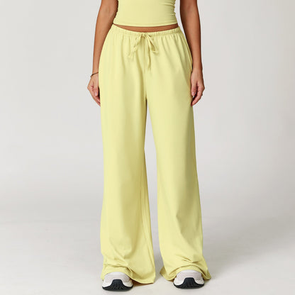 Women's new sanding drooping wide leg elastic drawstring trousers