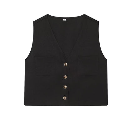 suit Women's 2 pieces sleeveless V-neck top+Skirts