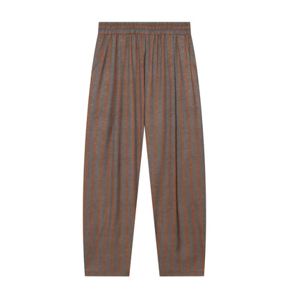suit Women's 2 pieces with Belt linen blend striped Blazer Coat+Pants