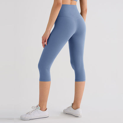 2026 women's new nude sanding yoga pants tight cropped pants