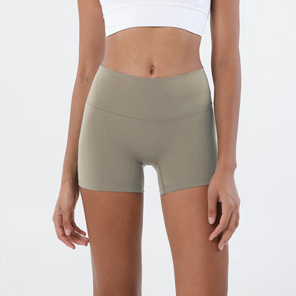 LU women's new nude new double-sided grinding pants yoga pants high waist hip peach shorts fitness pants