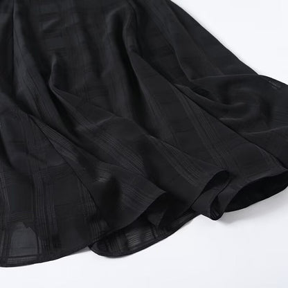 Women's New Fashion draped texture Plaid wide swing MIDI skirt
