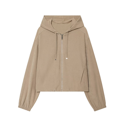 suit Women's 2 pieces long sleeved hooded zipper pilot jacket+wide leg pants