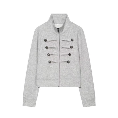 Women's short standing collar hoodie style Coat