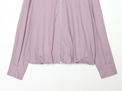 Women's pleated design stand collar zipper Coat