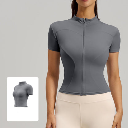 2026 women's new high-elastic tight-fitting nude fitness sports top