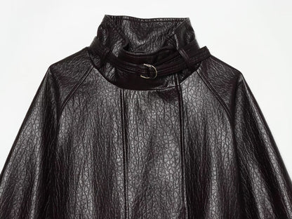 Women's with belt leather effect jacket Coat