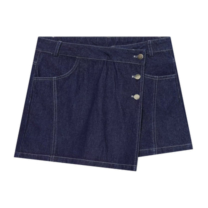 suit Women's 2 pieces casual short denim shirt+culottes
