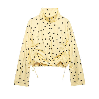 suit Women's 2 pieces pleated decorative polka dot coat+shorts