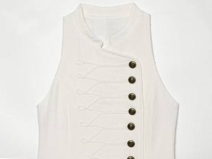 Women's rope knot buckle decoration sleeveless dress