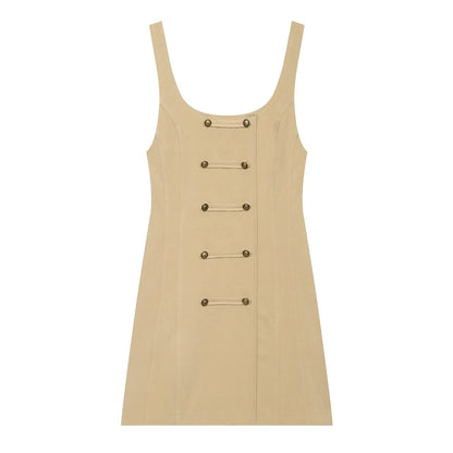 Women's buckle decoration mini dress