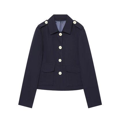 Women's contrasting button slim Blazer Coat