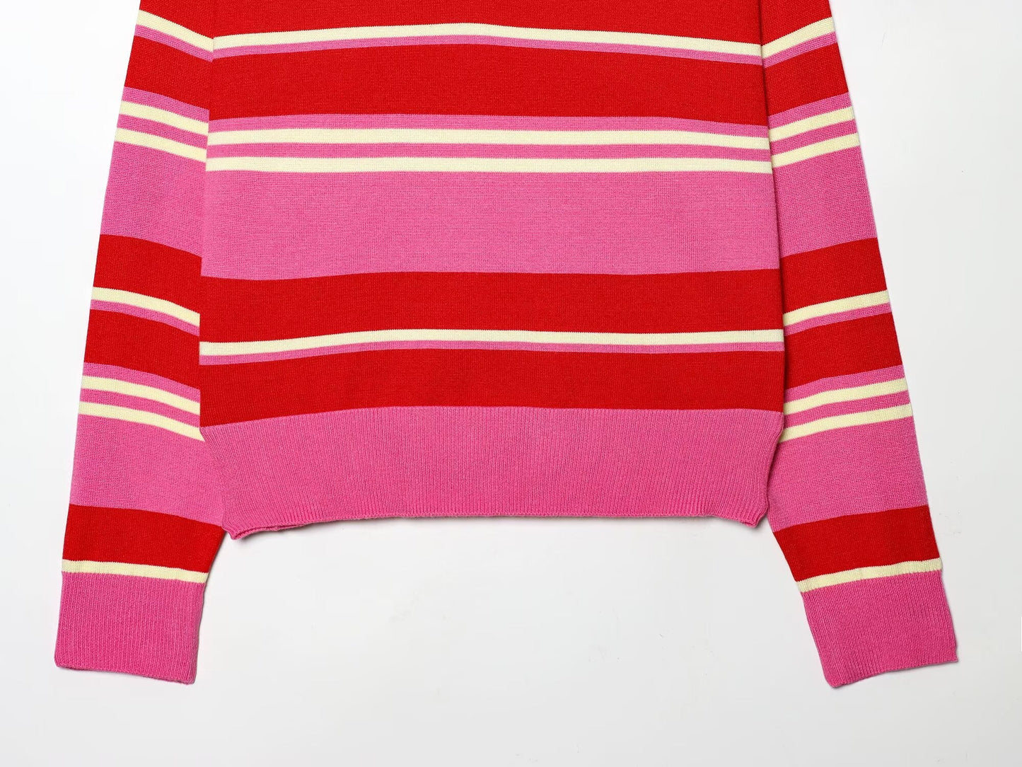 Women's casual striped knitted polo shirt
