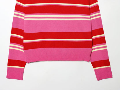 Women's casual striped knitted polo shirt