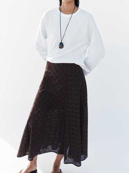 suit Women's 2 pieces hollowed out embroidered shirt+Pants+Skirts