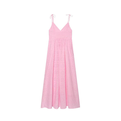 Women's hollowed out embroidered MIDI dress