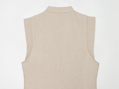 Women's rope knot buckle linen blended mini dress