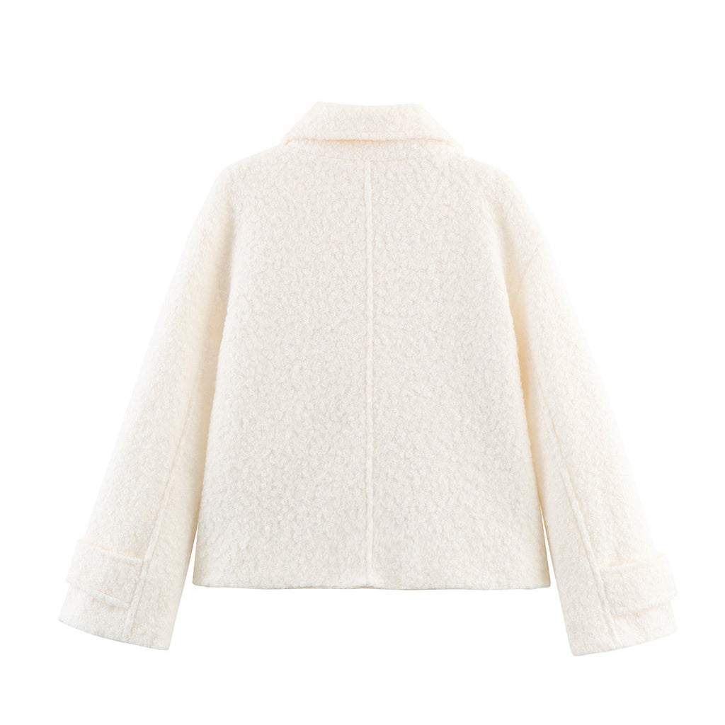 Women 2025 New Fashion Long-sleeved boucle fleece coat