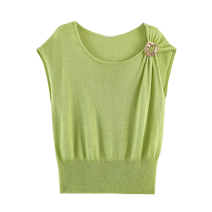 Women's knot decoration sleeveless knitted top
