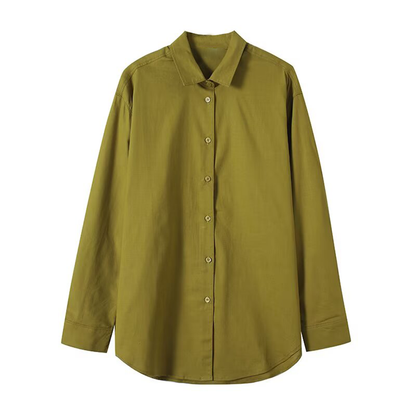 2026 Women's linen blend lapel long sleeved shirt