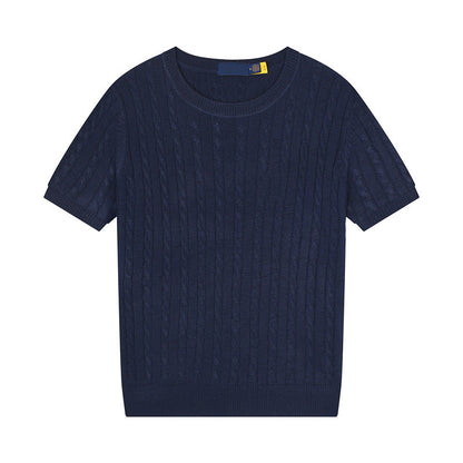 Women's new casual versatile embroidered O-neck short-sleeved T-shirt sweater