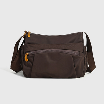 Women's new Joker leisure double zipper design shoulder crossbody bag